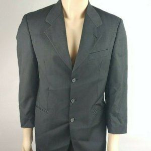 Leveti Men's Black Pinstripe Suit Jacket Size 48R 100% Wool Italy